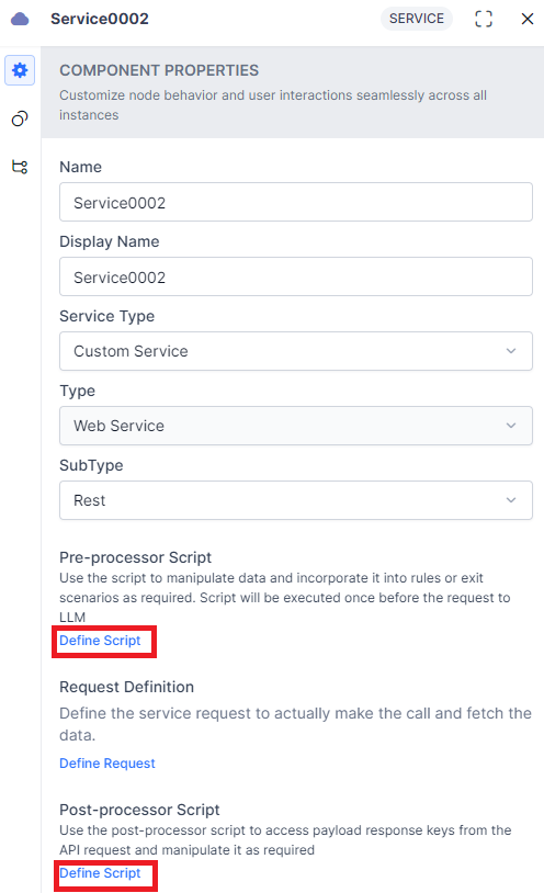 Service node - Pre-processor script